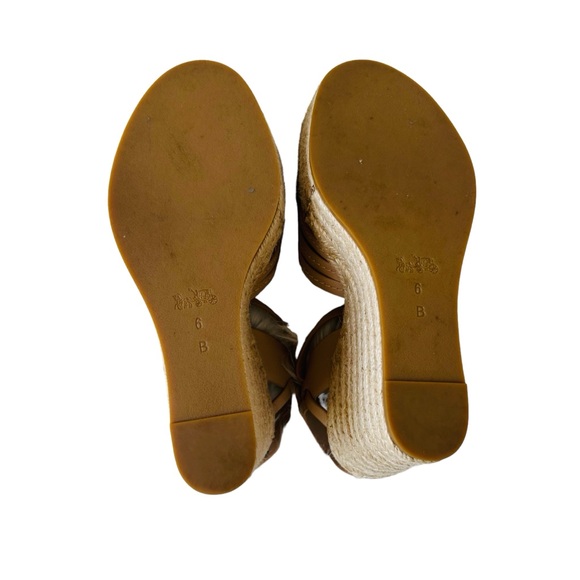 COACH Beige Dottie Open Toe Ankle Strap Wedge Espadrille Sandals Size 6 - Picture 10 of 16